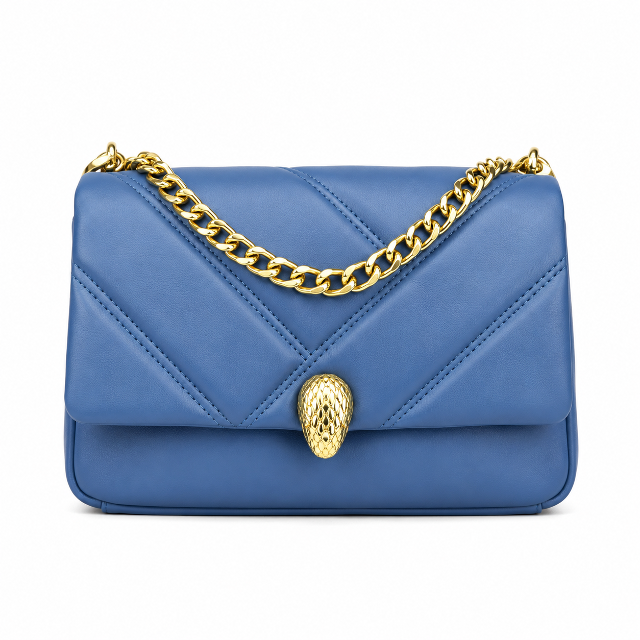 Azure Quilted Chain Shoulder Bag