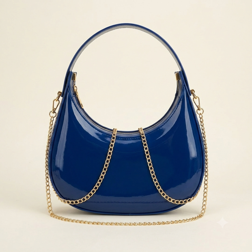 Moon Luxe Patent Leather Shoulder Bag – Premium Women's Crossbody Handbag