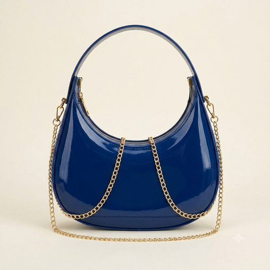 Moon Luxe Patent Leather Shoulder Bag – Premium Women's Crossbody Handbag