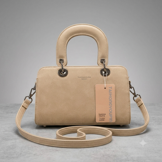 Premium Soft Nubuck Top-Handle Satchel – Elegant Medium Shoulder & Crossbody Bag for Women