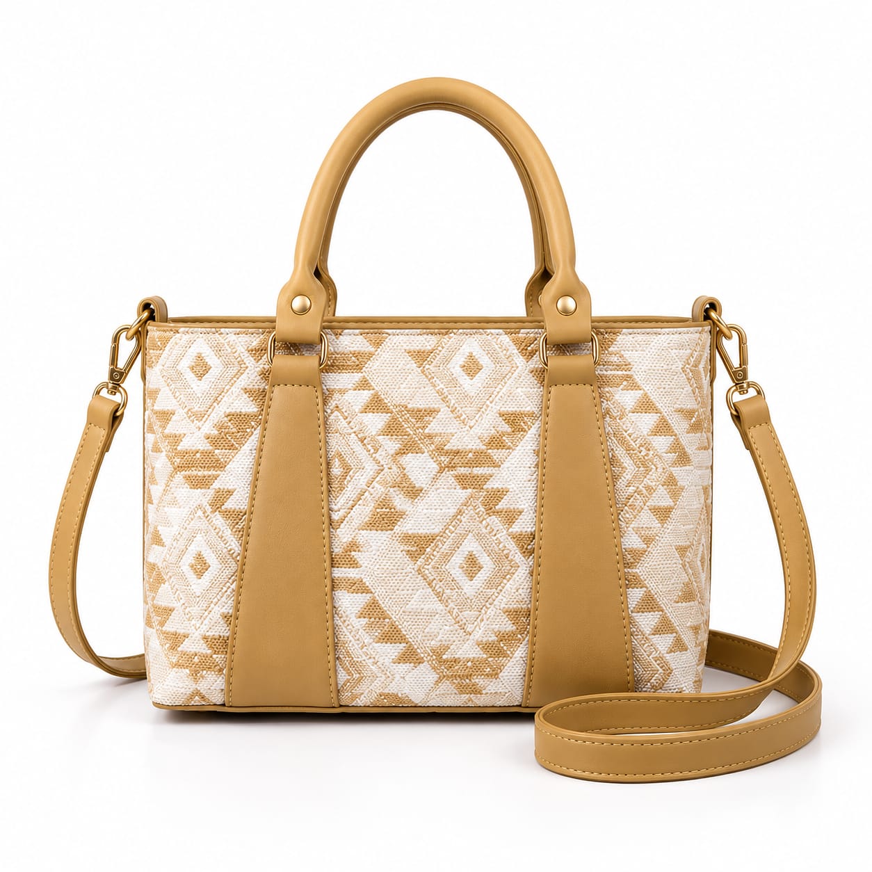 Luna Premium Printed Handbag – Women's Crossbody & Top Handle Tote (Geometric Print)