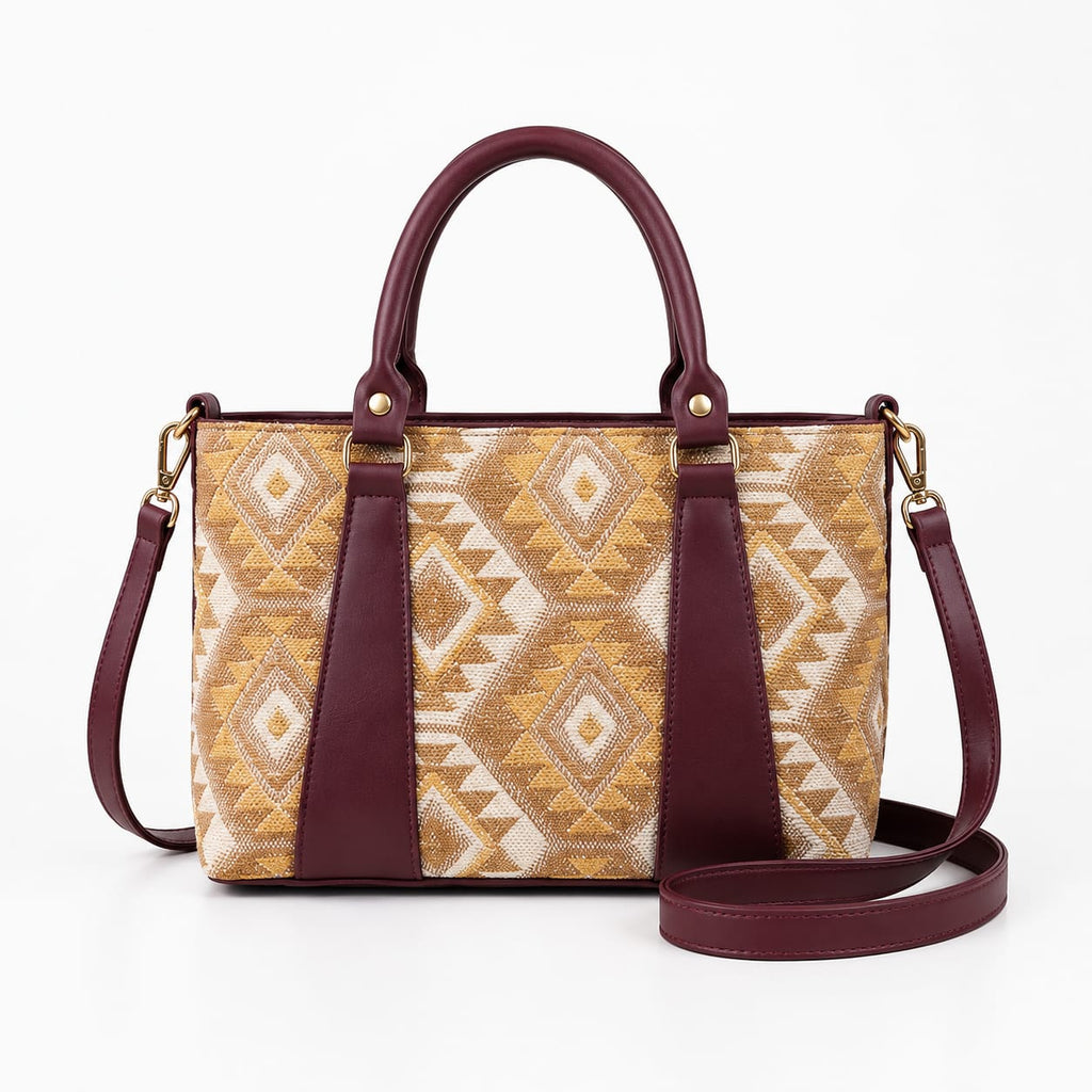 Luna Premium Printed Handbag – Women's Crossbody & Top Handle Tote (Geometric Print)