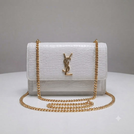 Premium Croc-Texture Chain Crossbody Bag