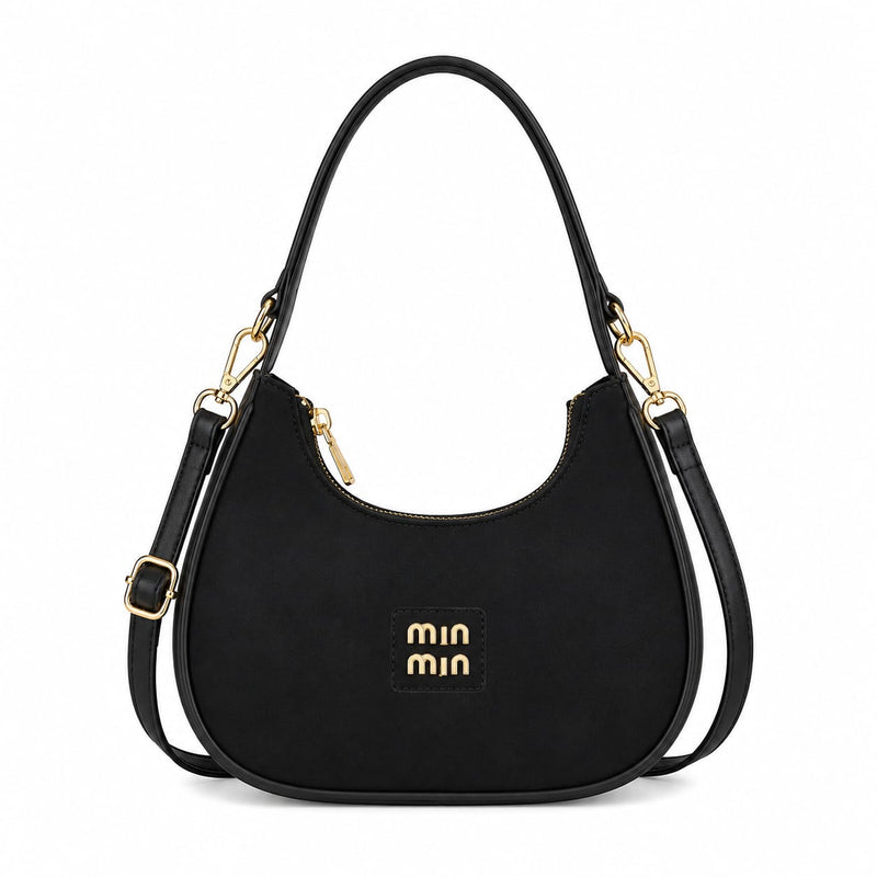 Moon Shape Leather Shoulder Bag