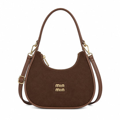 Moon Shape Leather Shoulder Bag