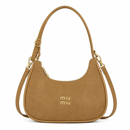 Moon Shape Leather Shoulder Bag