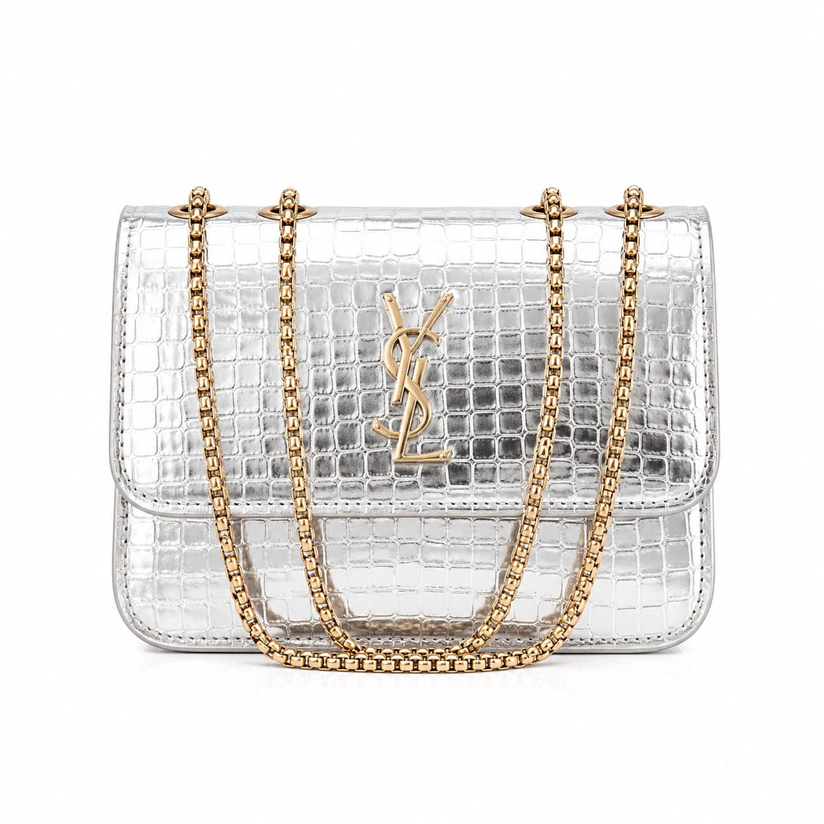 Croc-Embossed Chain Crossbody