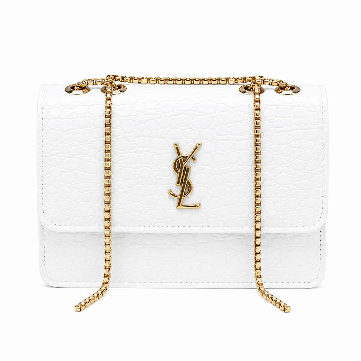Croc-Embossed Chain Crossbody
