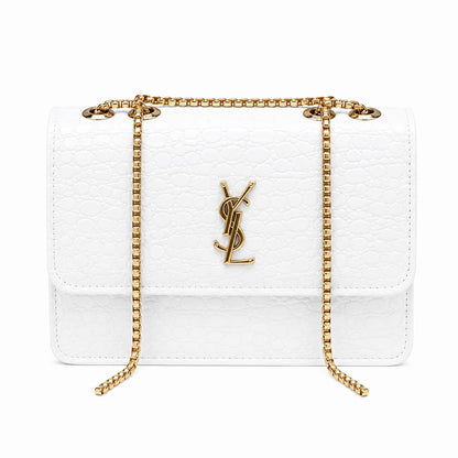 Croc-Embossed Chain Crossbody